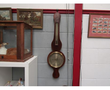 An early 19th Century aneroid barometer/thermometer in a mahogany case, Market Place, Norwich 