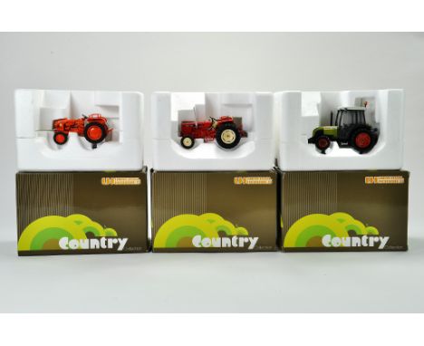Universal Hobbies Trio 1/32 Diecast Model Farm Issues comprising Claas Nectis Tractor, Renault 551 plus Renault D22, appears 