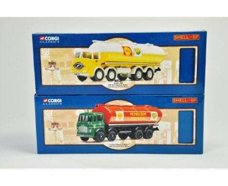 Corgi diecast models truck duo comprising No. 11501 ERF Tanker in the livery of Shell plus Leyland Tanker in the livery of Sh