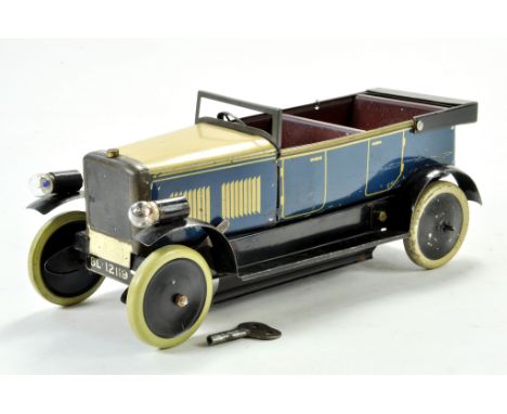 Burnett / Chad Valley (Ubilda Built) clockwork tinplate car with electric lights No. BL 12119. A clean example, functional (c