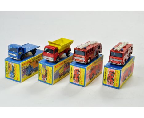 Matchbox Superfast x 4 no. 70A Grit Spreader, no. 60A Office Site Truck, plus duo no.35A Merry Weather Fire Engine. Generally