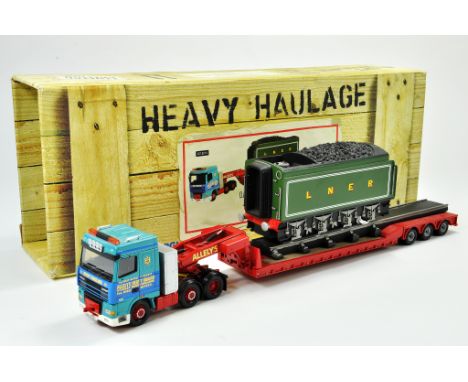 Corgi Diecast Model Truck Issue comprising no. cc13213 DAF Space Cab Low Loader and Locomotive Tender Load Trailer in the liv