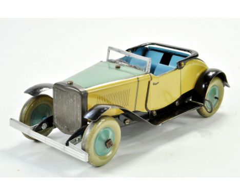 Burnett (England) / Chad Valley (Ubilda) Clockwork Tinplate Two Seater Coupe. Working example is bright and generally very go