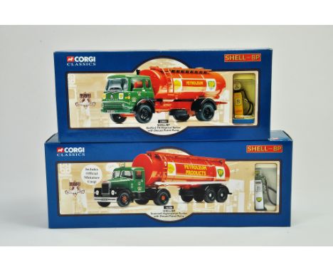 Corgi diecast models truck duo comprising No. 22801 Bedford Tanker in the livery of Shell BP plus Scammell Highwayman in the 