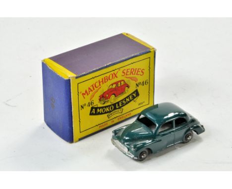 Matchbox Regular Wheels no. 46A Morris Minor, dark green body.  Appears excellent in very good to excellent box.