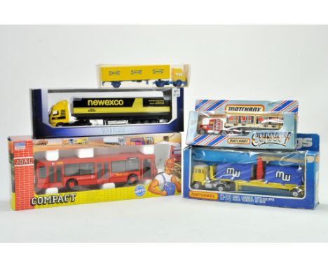 Diecast group comprising 1/50 Joal Bus, Matchbox K-33 Truck, Convoy issue plus two others. Generally appear excellent with bo