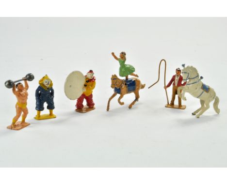 Charbens assortment of six metal Circus Figures. Some light wear otherwise bright and very good. 