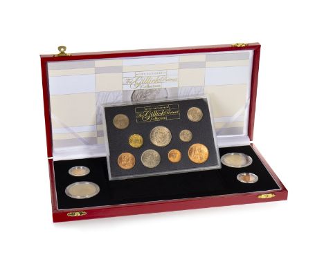 QUEEN ELIZABETH II THE GILLICK PORTRAIT COLLECTION, comprising thirteen coins, nine of which under a single section of plasti