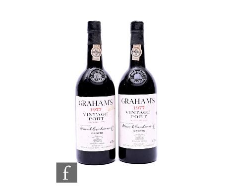 Two bottles of Graham's vintage port, 1977 (bottled 1979). (2)