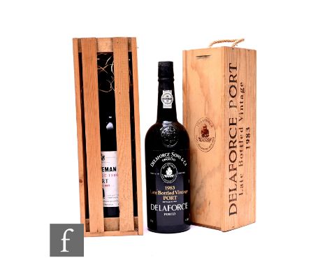 Two bottles of boxed port, to include Delaforce &amp; Sons, late bottles vintage port 1983, (bottled in 1988), and a bottle o