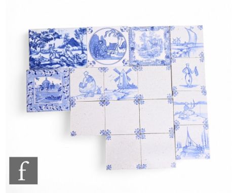 A Copeland &amp; Garrett late Spode blue and white printed 5 inch dust pressed tile, 'Italian Church', together with a Copela
