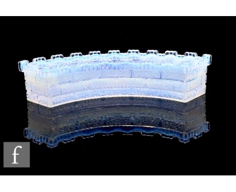 A 19th Century pressed glass flower trough by Molineaux Webb in the form of castle ramparts with a graduated opalescent finis
