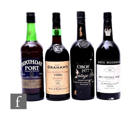 A collection of vintage ports, to include Smith Woodhouse 1982 (bottled 1984), Croft 1977 (bottled 1979), Graham's Late bottl
