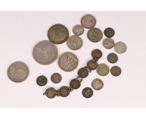 A small collection of British pre decimal silver coins to include Queen Victoria half crown together with a selection of Unit