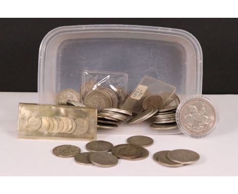 A collection of British pre decimal silver coins to include pre 1947 and pre 1920 examples, mainly half crowns and florins to