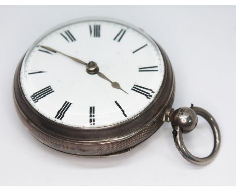 A Victorian hallmarked silver verge pocket watch having white enamel dial with Roman numerals and spade hands, the pierced an