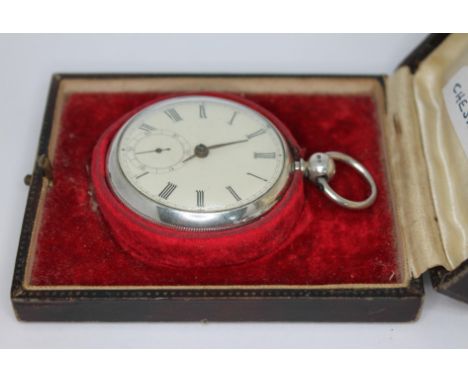 A Victorian hallmarked silver open face pocket watch, the unsigned dial having Roman numerals and seconds subsidiary dial at 