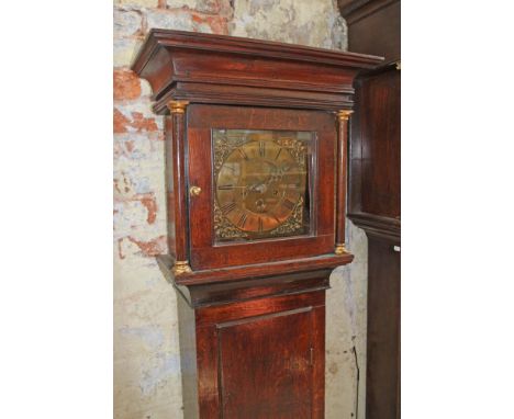 An 18th century oak longcase clock, the 9 1/2" brass dial sign Da Tantum Derby, height 196cm, width 54cm &amp; depth 28cm, wi