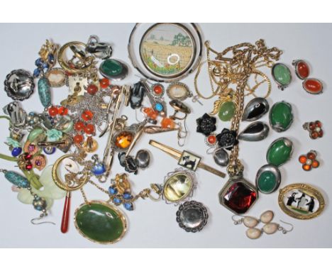 Assorted vintage costume jewellery including silver etc.  
