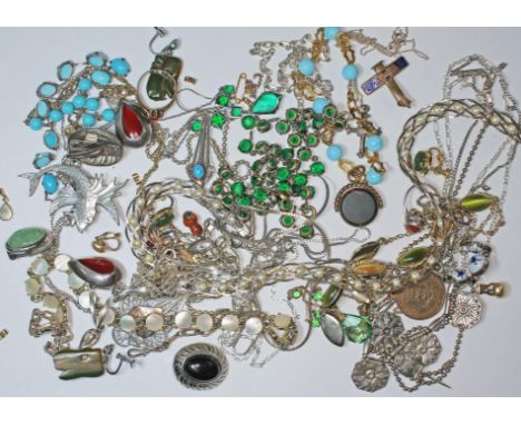 Assorted vintage costume jewellery including silver etc.  
