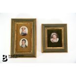 Three Painted Miniature Porcelain Plaques