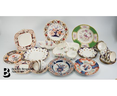 An Aynsley porcelain strawberry basket, Aynsley part tea-set comprising six cups, six saucers, three cake plates and one sand