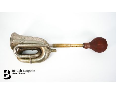 A circa 1920's nr 38 Lucas 'King of the Road' nickel-plated motor car horn, with bulb, approx 48 cms in length.