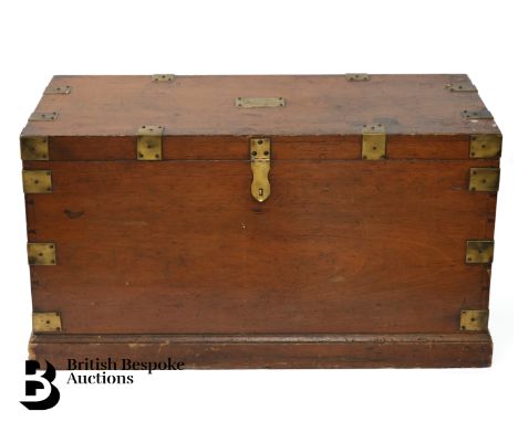 A Victorian campaign trunk, with brass reinforcements, with twin carrying handles, brass name plate for Rev William Fawcett, 