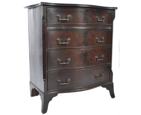 An 19th Century George III mahogany serpentine bachelors chest of drawers having a bank of four drawers with an unusual brush
