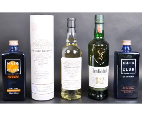 A selection of alcoholic drinking single malt and blended scotch whisky to comprise of; one (1) 700ml bottle of Haig Club, 40