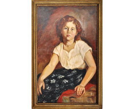 Winifred Bourne Medway (1882-1969) - Portrait Of Rosemary Brand - An oil on board portrait painting depicting a woman seated 