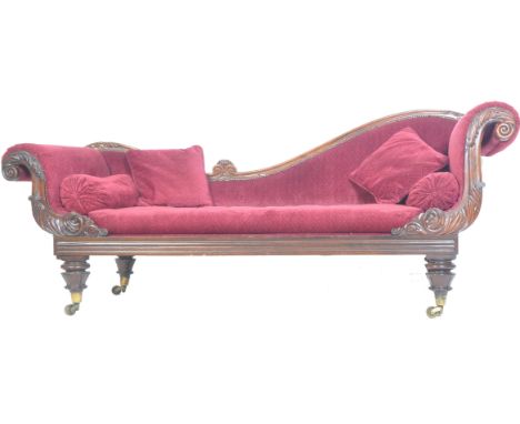 Attributed to Gillows of Lancaster - An early 19th Century Regency period rosewood chaise lounge sofa daybed having a reeded 