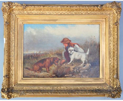 James Hardy Junior, British (1832-1889) - A 19th Century English oil on canvas painting depicting a hunting scene with a man 