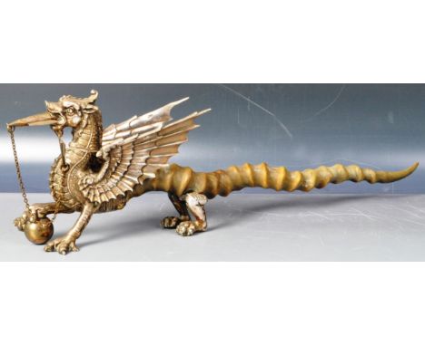 Walker &amp; Hall - Ye Dragon Of Wantley - A late 19th Century table lighter in the form of a dragon having silver plate moun