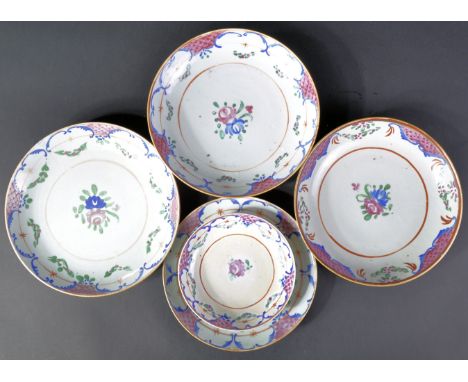 A collection of five early 19th Century Chinese porcelain plates made for the Islamic or Persian market. The plates in a fami