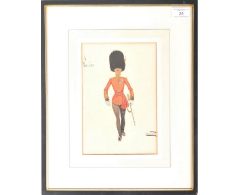 Charlie Johnson Payne "Snaffles" (1884-1967) - Fusilier - An original watercolour on paper caricature full body portrait pain