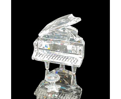 Clear crystal piano with frosted keys and crystal seat. Swarovski backstamp. 7477 000 006. This item has its original box.: 5