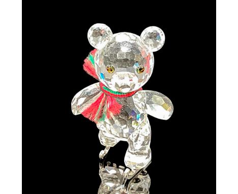 Adorable faceted figural with round ears, button eyes, scarf around neck, wearing metal skates. Swarovski backstamp. 7637 000
