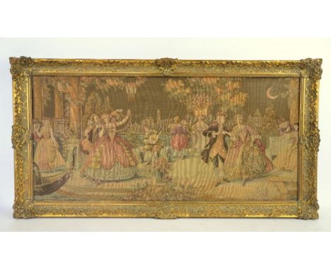 Two tapestry panels and and a needlework 