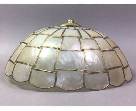 GROUP OF FIVE VINTAGE CEILING AND TABLE LAMP SHADES formed with simulated opaque shell panelsQty: 5