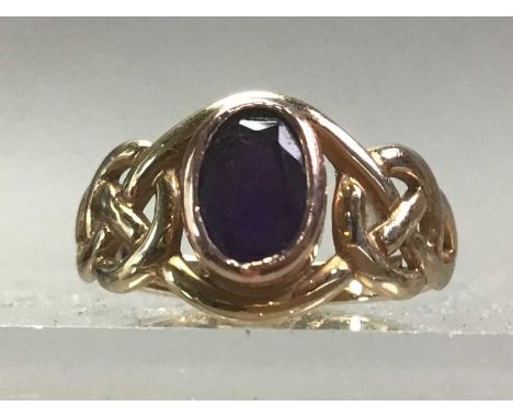 AMETHYST RING ALONG WITH ANOTHER each in nine carat goldQty: 2 Amethyst ring is size L&nbsp;the other between J and K