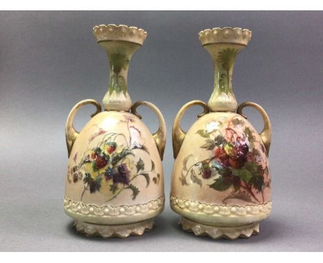 COLLECTION OF CERAMICS 19TH CENTURY AND LATER comprising a pair of Doulton Burslem vases, Carlton Ware Rouge Royale dish, Mas