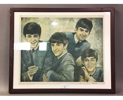 BEATLES INTEREST - AFTER LEO JANSEN LIMITED EDITION LITHOGRAPH, 1964 numbered in pencil 321/500, framed, along with The Beatl