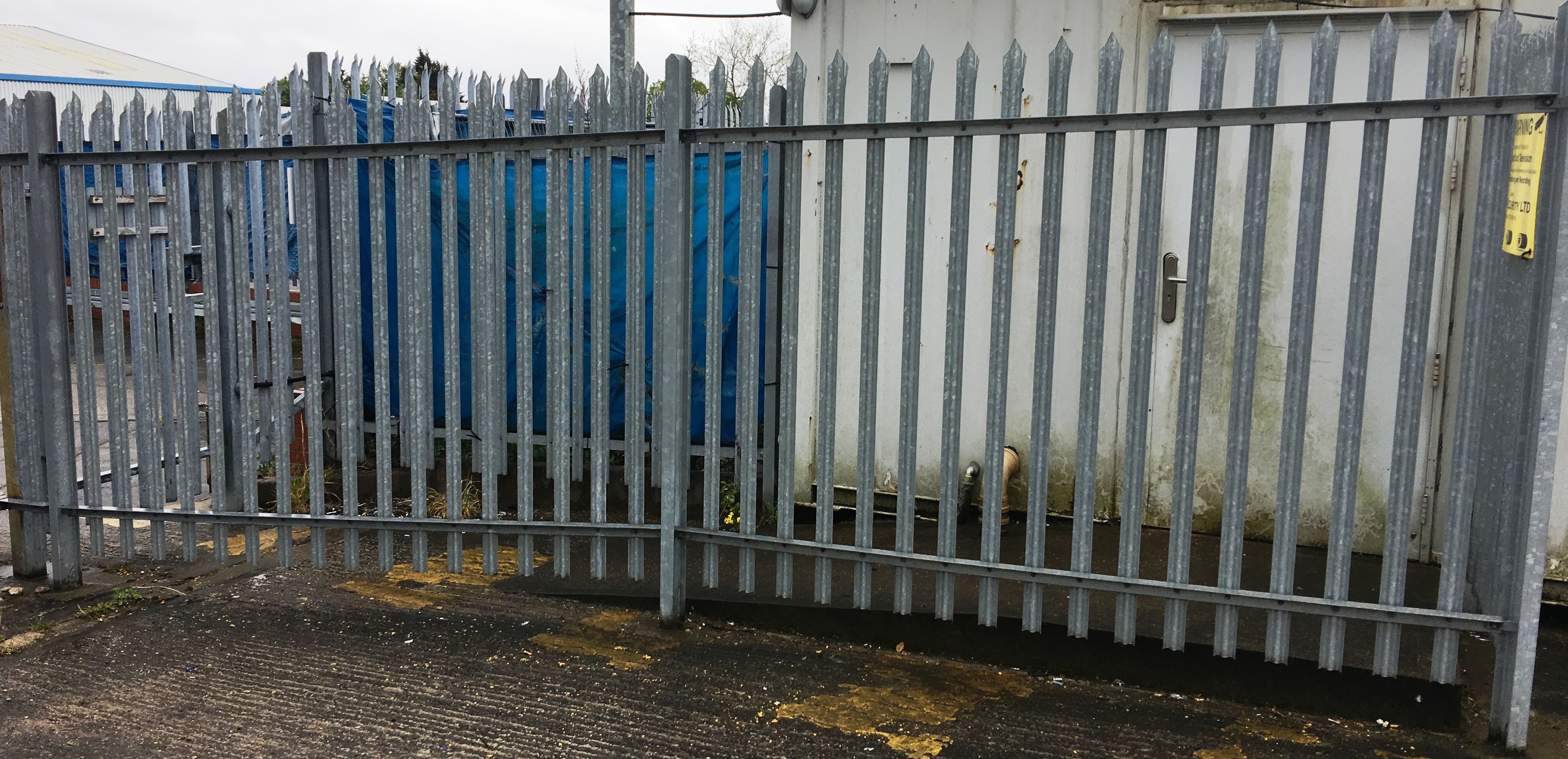 Pair of galvanized security gates each 4m x 1.9m high, a single gate 1m