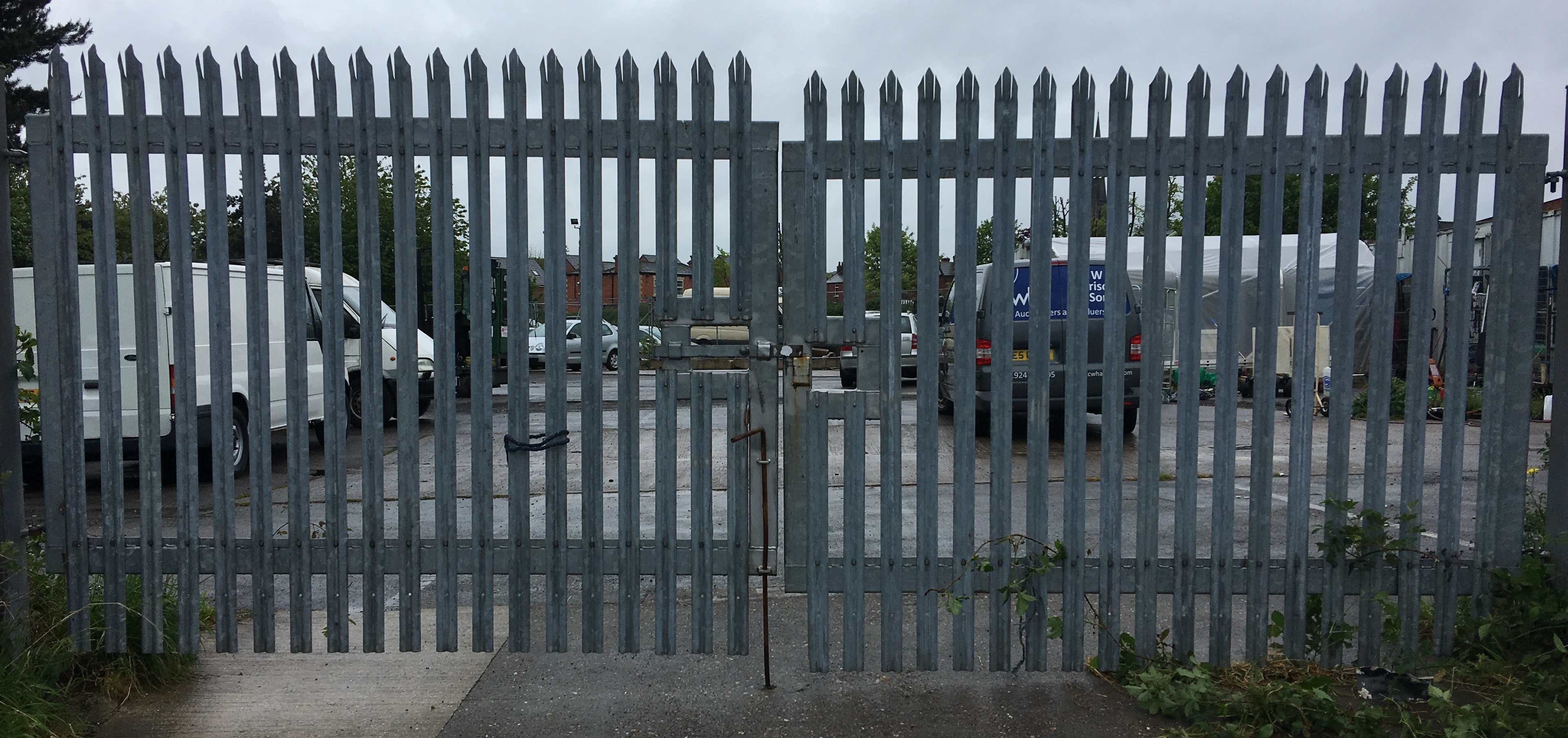 Pair of galvanized security gates each 4m x 1.9m high, a single gate 1m