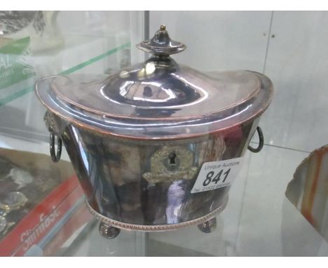 A fine silver plate tea caddy with lock