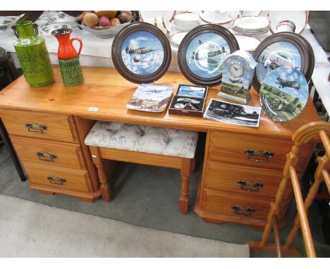 A pine dresser and stool