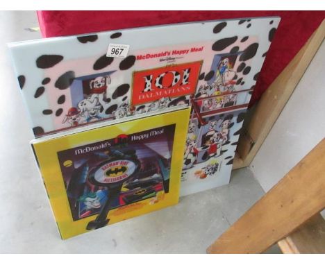 14 McDonalds Happy Meal light box signs including Batman, The Flintstones, Snoopy, World Cup etc