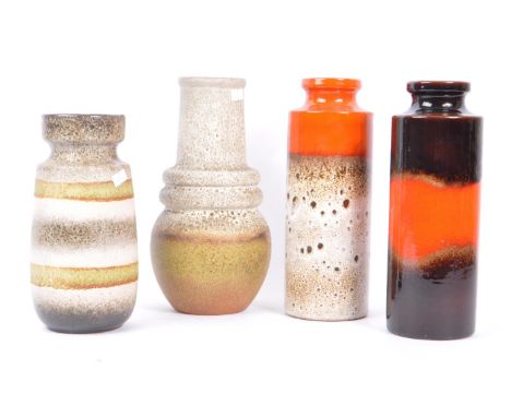 West German Pottery - Collection of four mid 20th century circa 1970s West German pottery ceramic vases. Example including re