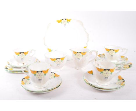 Bell - An early 20th century circa 1930s Art Deco Bell china part tea service comprising cups, saucers, plates, etc. Each mar